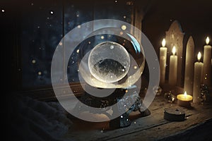 Magic crystal ball, witchcraft magic wallpaper AI Generated