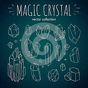 Magic crystal hipster style hand drawn vector set