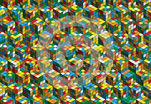 Magic cube pattern seamless design. Color block puzzle vector background