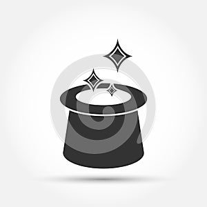 Magic cylinder icon. Magic cylinder magician of the magician. Flat style