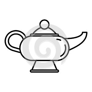 Magic djinn lamp icon, outline style