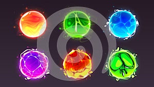 Magic energy effect ball, crystal orb power icon