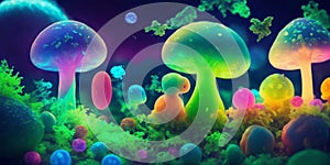 Magic fantasy colorfull Mushrooms Jelly Blobs Gummies Lights - Ai illustration