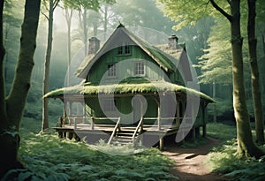 magic fantasy world forest house photo