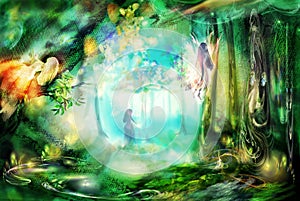 The magic forest with fairies