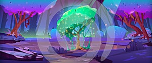 Magic forest and tree with green dripping slime
