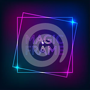 Magic Frame gradient Vector abstract lights lines text design frame dark backdrop