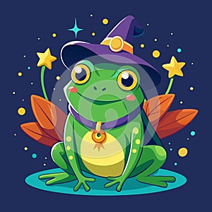 Magic frog. Cartoon vector illustration