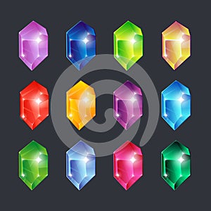 Magic gems. Gem stones jewels diamonds gemstone emerald ruby sapphire glance clear glass brilliant isolated vector photo