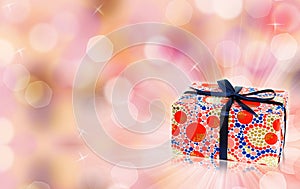 Magic gift box, bokeh, sparkles and free space