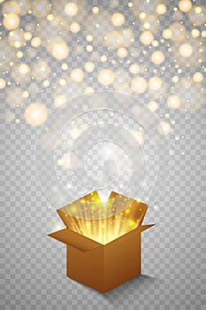 Magic gift box on a transparent background, magic for Christmas and New Year, birthday, illustrations, gift, postcard