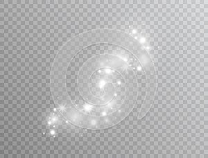 Magic glitter dust particles. White glowing light effect isolated on transparent background. Star burst with sparkles