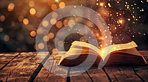 The Magic Glowing Book. AI generated