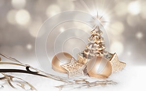 Magic golden christmas background