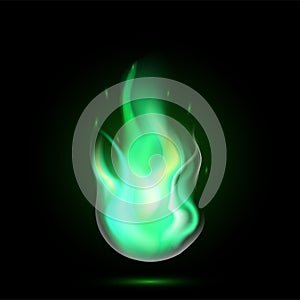 Magic green fireball flame