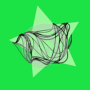 Magic green star with black rope background