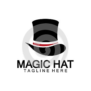 Magic hat logo, Black Magician hat icon vector template