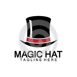 Magic hat logo, Black Magician hat icon vector template