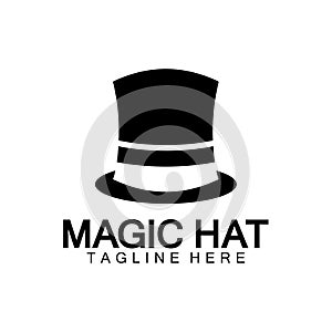 Magic hat logo, Black Magician hat icon vector template