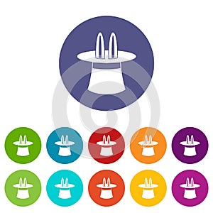 Magic hat set icons