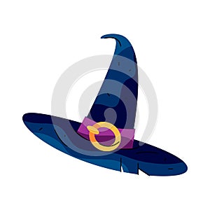 Magic headwear, wizard hat, witch costume. Vector