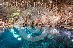 Magic Hinagdanan Cave lake in Panglao Island in Bohol, Philippines photo