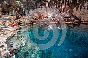 Magic Hinagdanan Cave lake in Panglao Island in Bohol, Philippines photo