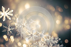 Magic holiday abstract glitter background with blinking stars and falling snowflakes