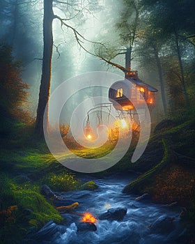 Magic house inside a forest