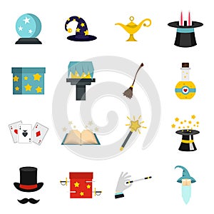 Magic icons set in flat style