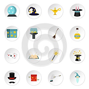 Magic icons set in flat style