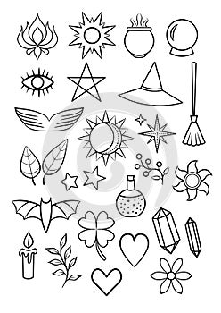 Magic icons vector set, witchcraft icons
