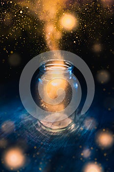 Magic in a jar on a dark background