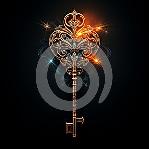 Magic key fantasy concept, close up shot