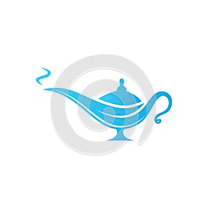 Magic lamp genie icon logo template