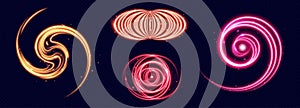 Magic light circle and spiral neon elements