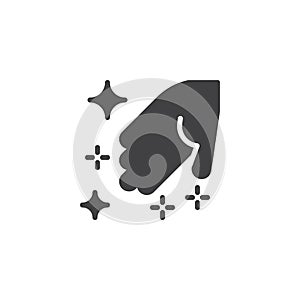 Magic light in palm vector icon