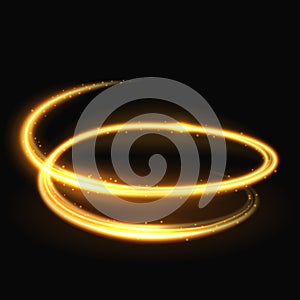 Magic light spiral glitz and glamour vector effect on black background