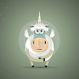 Magic little mythical unicorn with a spiral horn photo