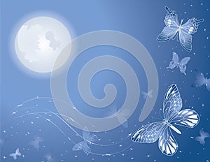 Magic lunar butterfly background