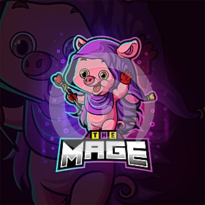 The magic mage pig esport logo design