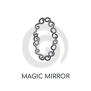 Magic mirror linear icon. Modern outline Magic mirror logo conce