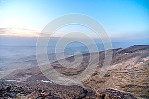 Magic morning sunrise and beautiful sunlight over judean negev d