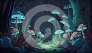 Magic of Mushrooms: Vibrant Hues in the Mystical Forest photo