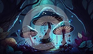 Magic of Mushrooms: Vibrant Hues in the Mystical Forest photo
