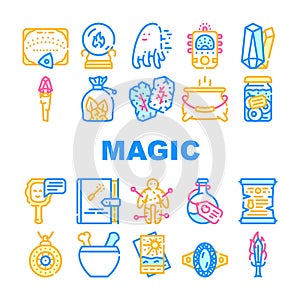 Magic Mystery Objects Collection Icons Set Vector