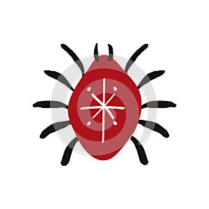 Magic Mystical spider. Freaky spider in modern doodle style