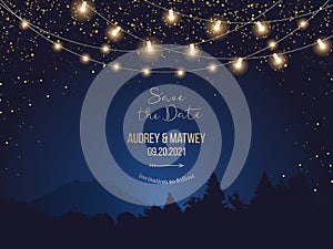 Magic night wedding lights vector design invitation