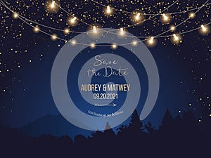 Magic night wedding lights vector design invitation photo