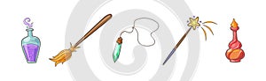 Magic Objects and Items for Wizardry and Sorcery Vector Set